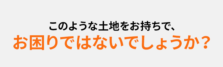 このような土地をお持ちで、お困りではないでしょうか？