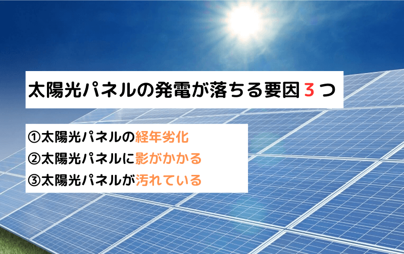 高温以外で太陽光パネルの発電効率が落ちてしまう要因